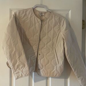 Brand New Quilted Light Off White Snap-Front Jacket